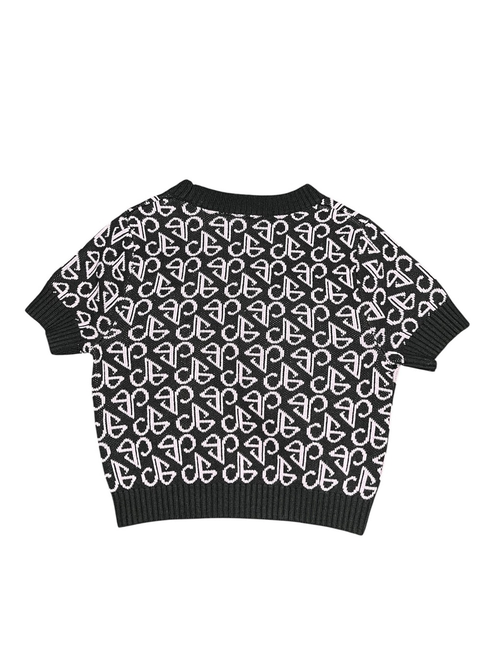 Divided H&M Black & Light Pink Monogram Short-Sleeve Knit Sweater - Picture 4 of 6
